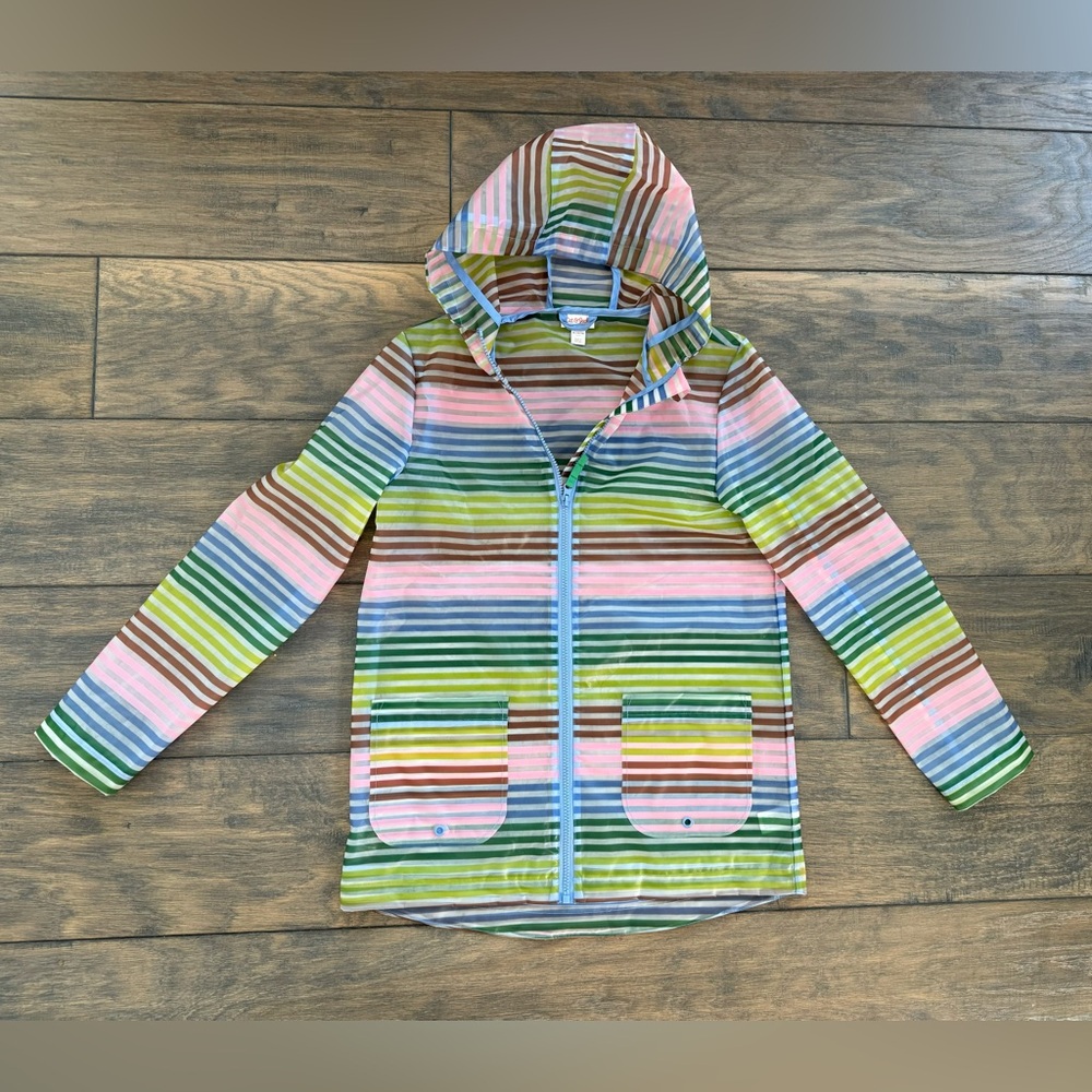 Transparent stripe raincoat size XL